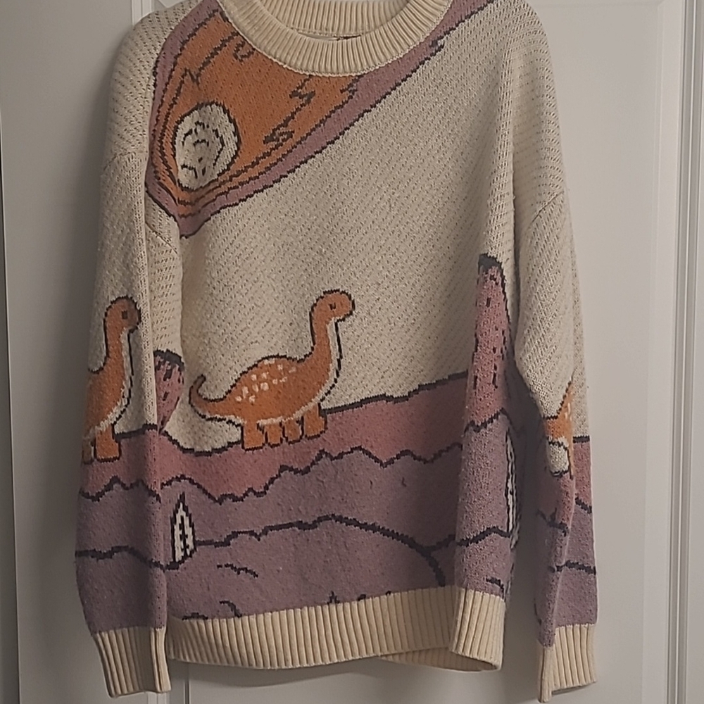 Dinosaur Pattern Beige Sweater